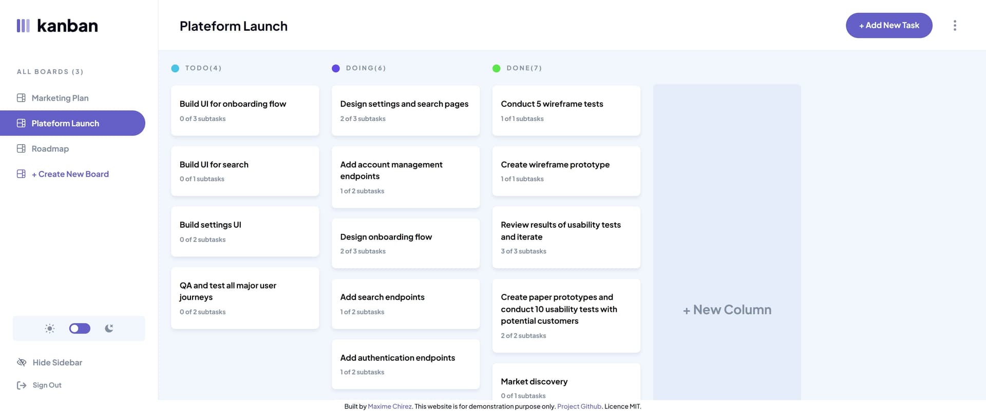 'Kanban boards' app picture.